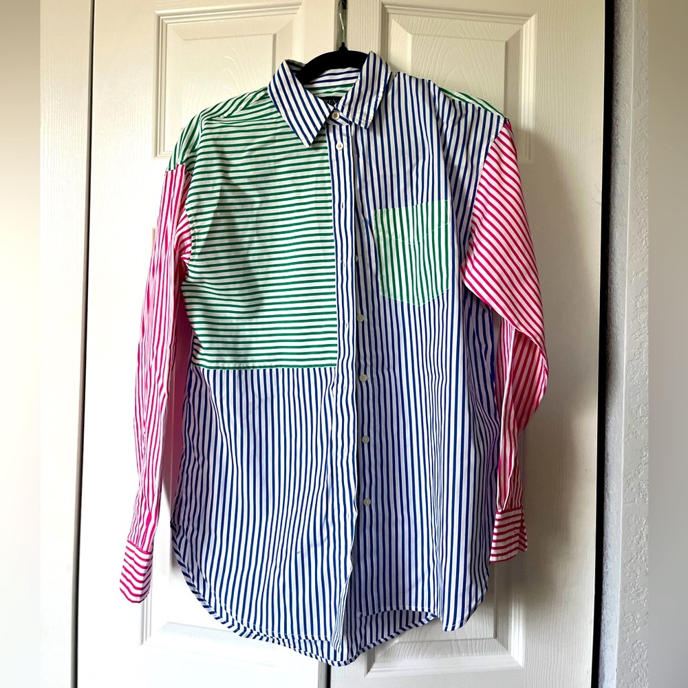 Ralph Lauren collared striped multicolor blouse small brand new with tags